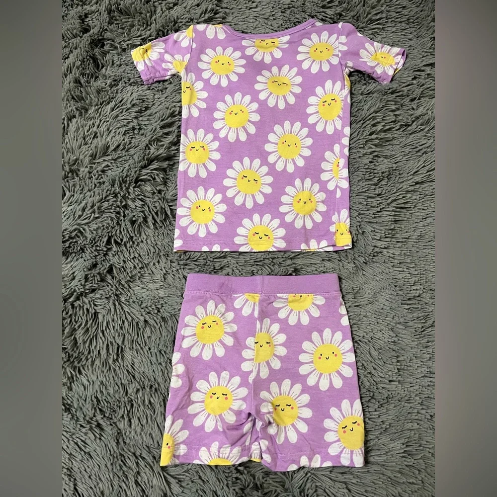 Little Sleepies Flower Power Short Sleeve and Shorts Size 2T EUC